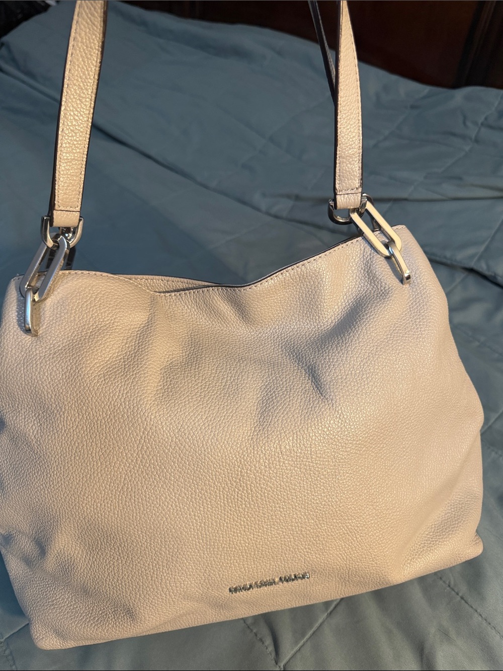 Michael Kors Pebbled Leather Shoulder Hobo in Taupe Gray